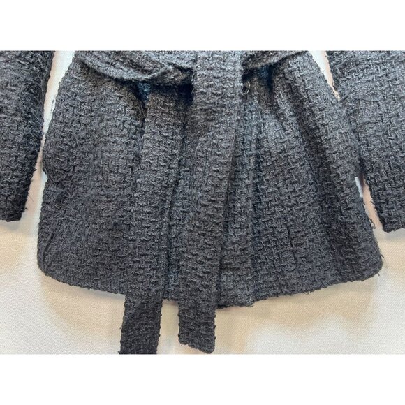 Calvin Klein Womens Basketweave Wool Double Breasted Peacoat Belted Size S Black - Picture 7 of 12